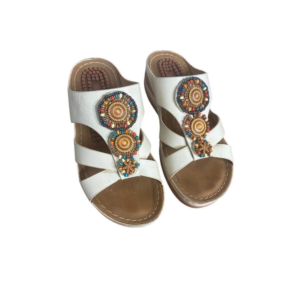 Fudynmalc Women's Wedge Sandals Size 38(7-7.5) Casual Slides Boho Summer